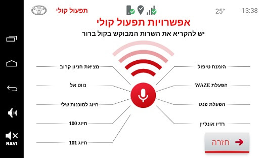 טויוטה קונקטד - תפעול קולי